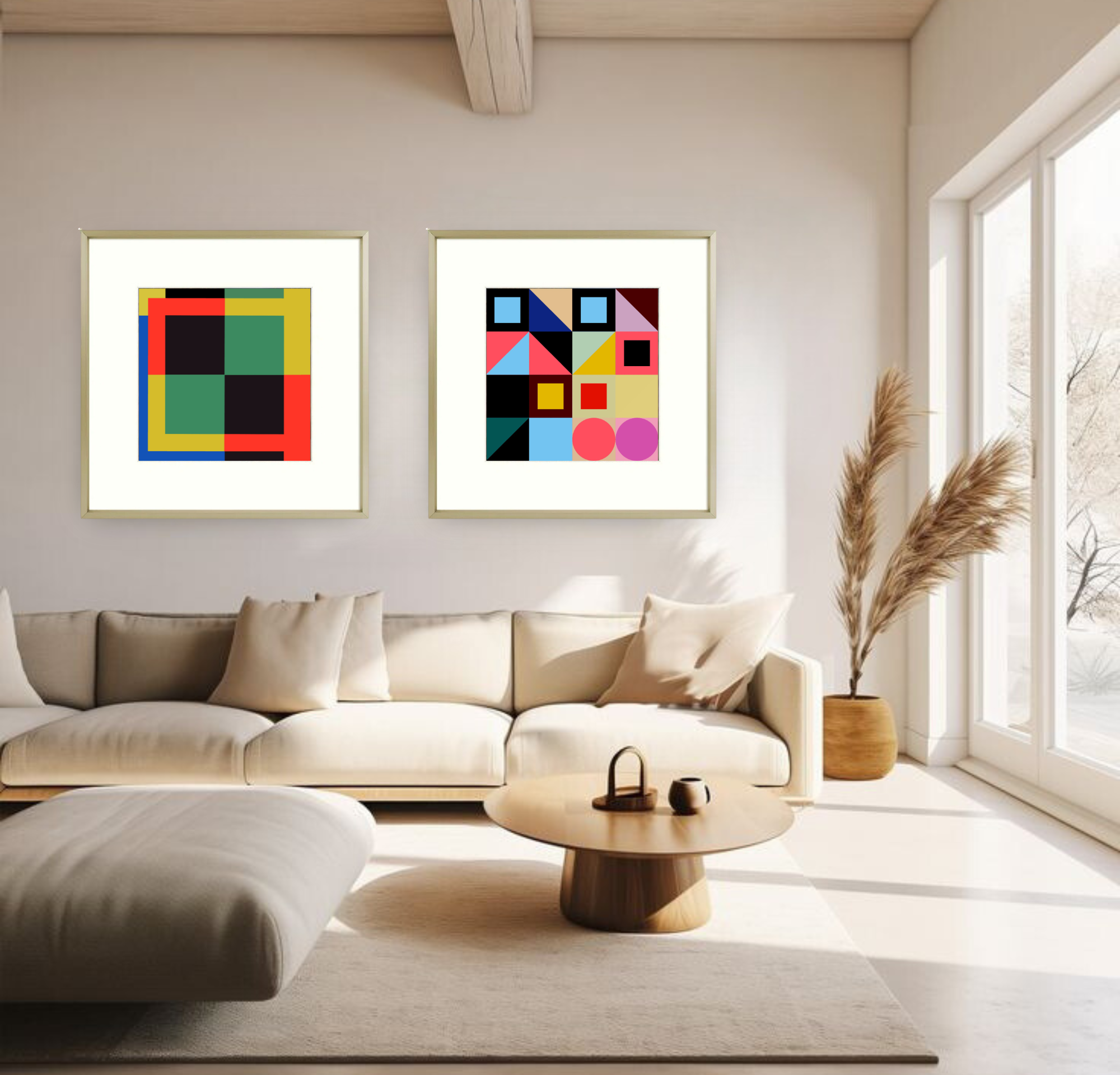 Geometric Pair, Acrylic Limited Editions Queen Baeleit Art