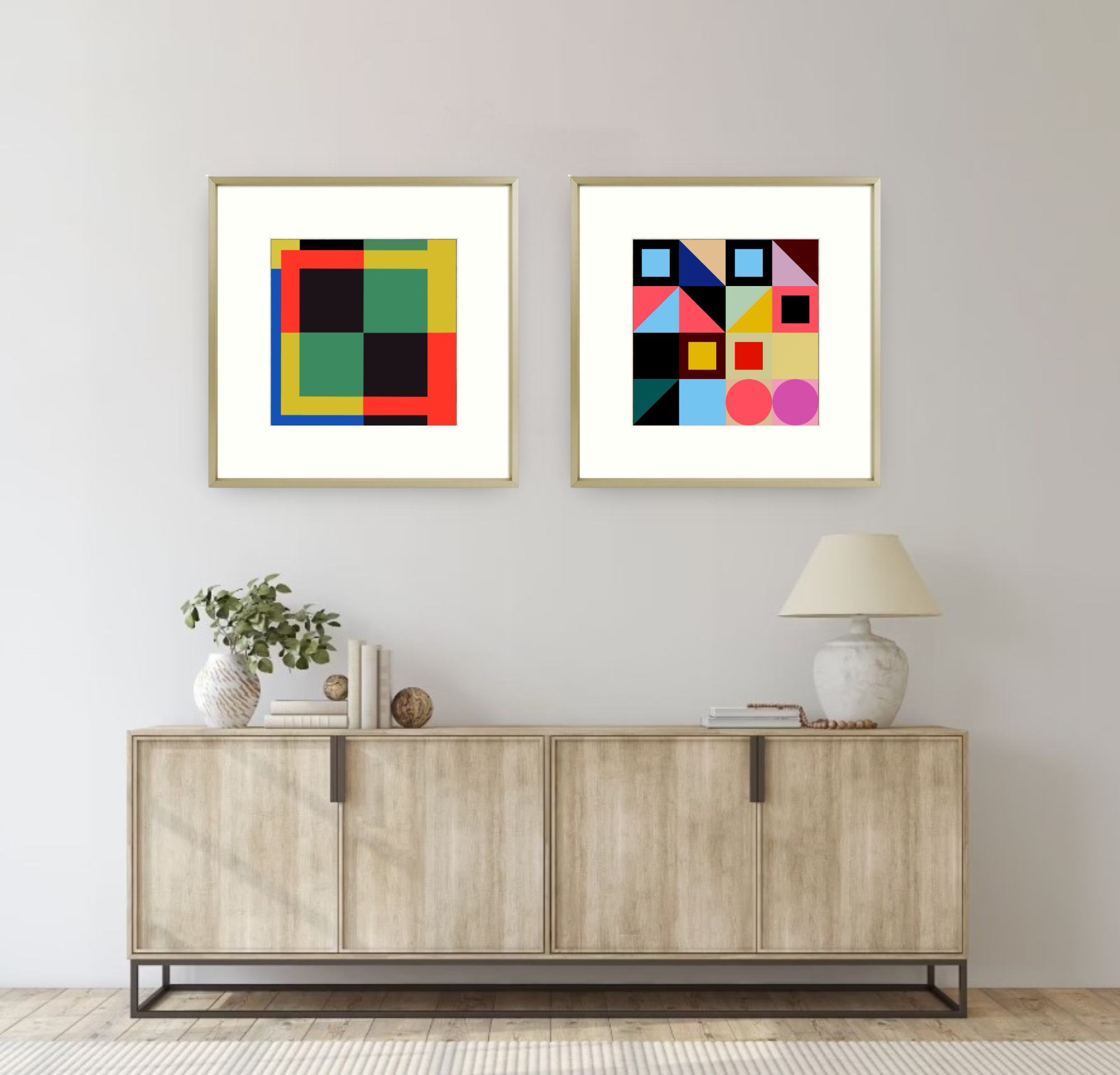 Geometric Pair, Acrylic Limited Editions Queen Baeleit Art