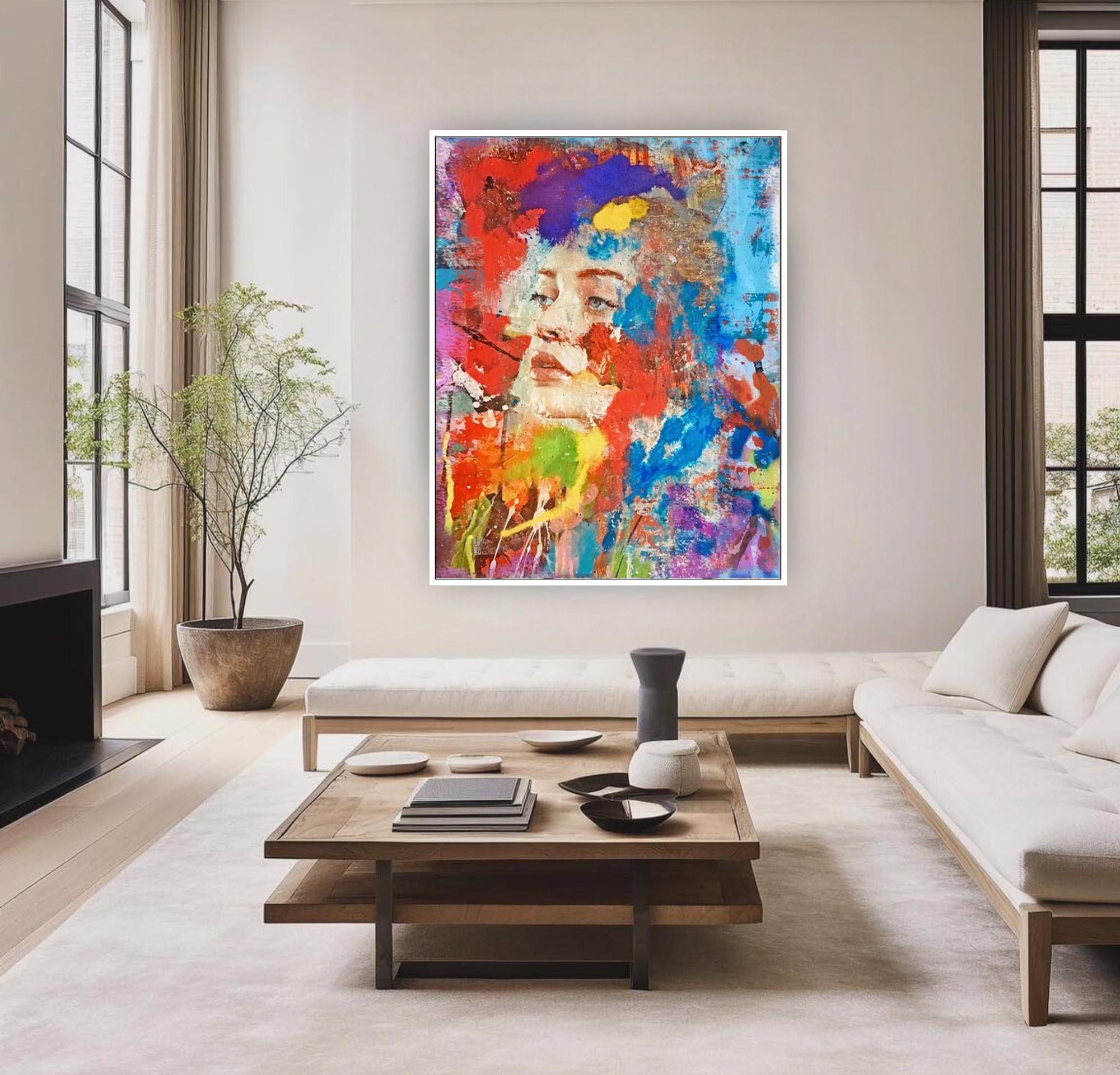 Inside Out, Original Portrait on Canvas Queen Baeleit Art