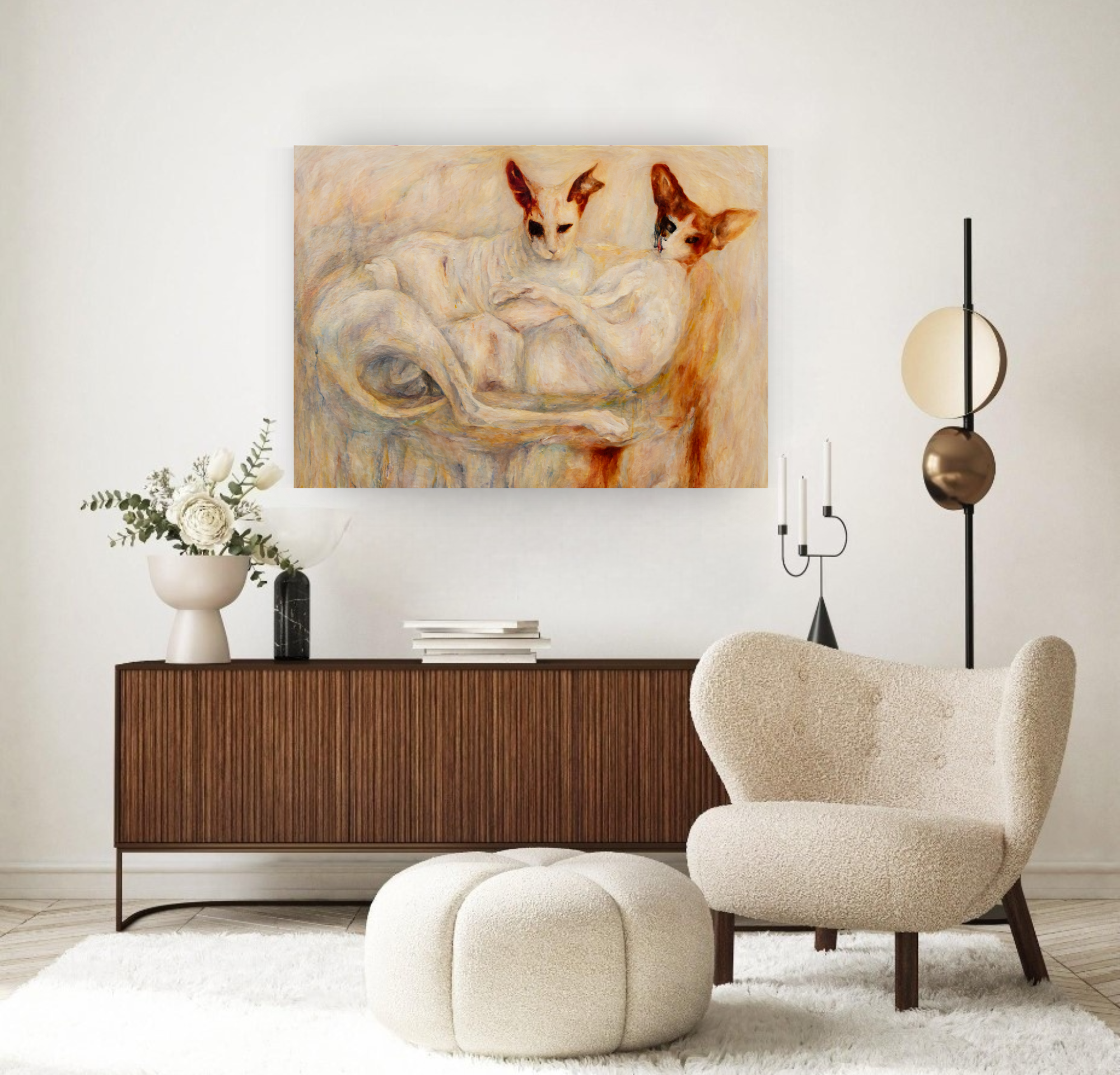 Kitty Lovin, Original Portrait on Linen Queen Baeleit Art