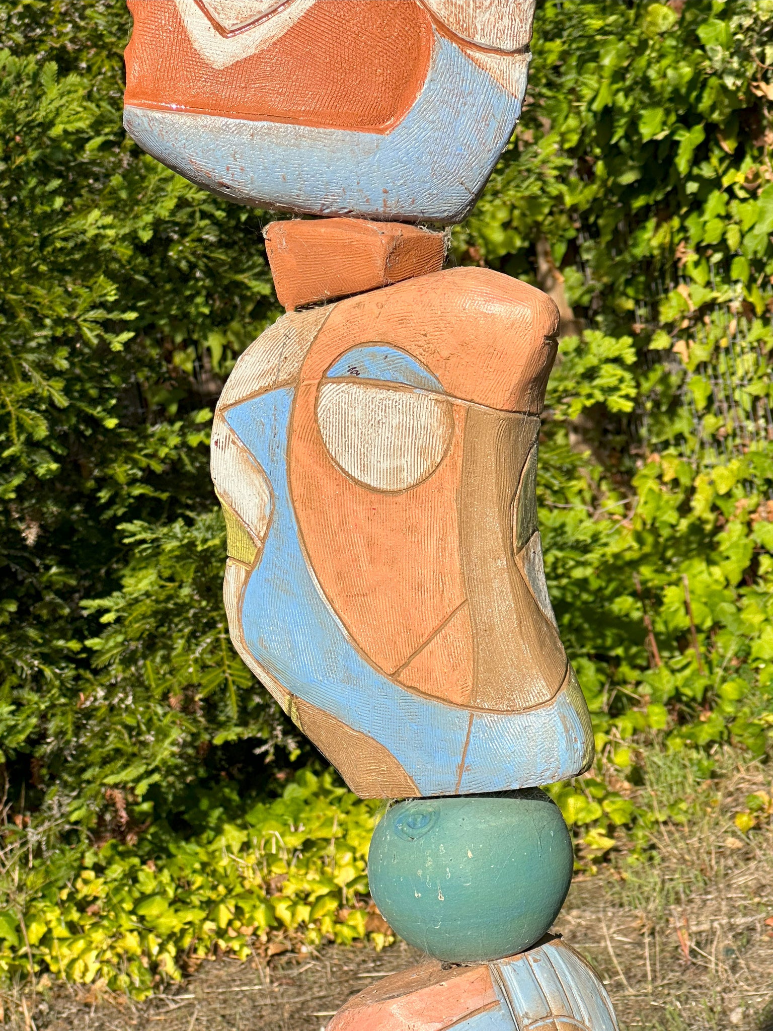 Large Blue Totem, Original Sculpture Queen Baeleit Art