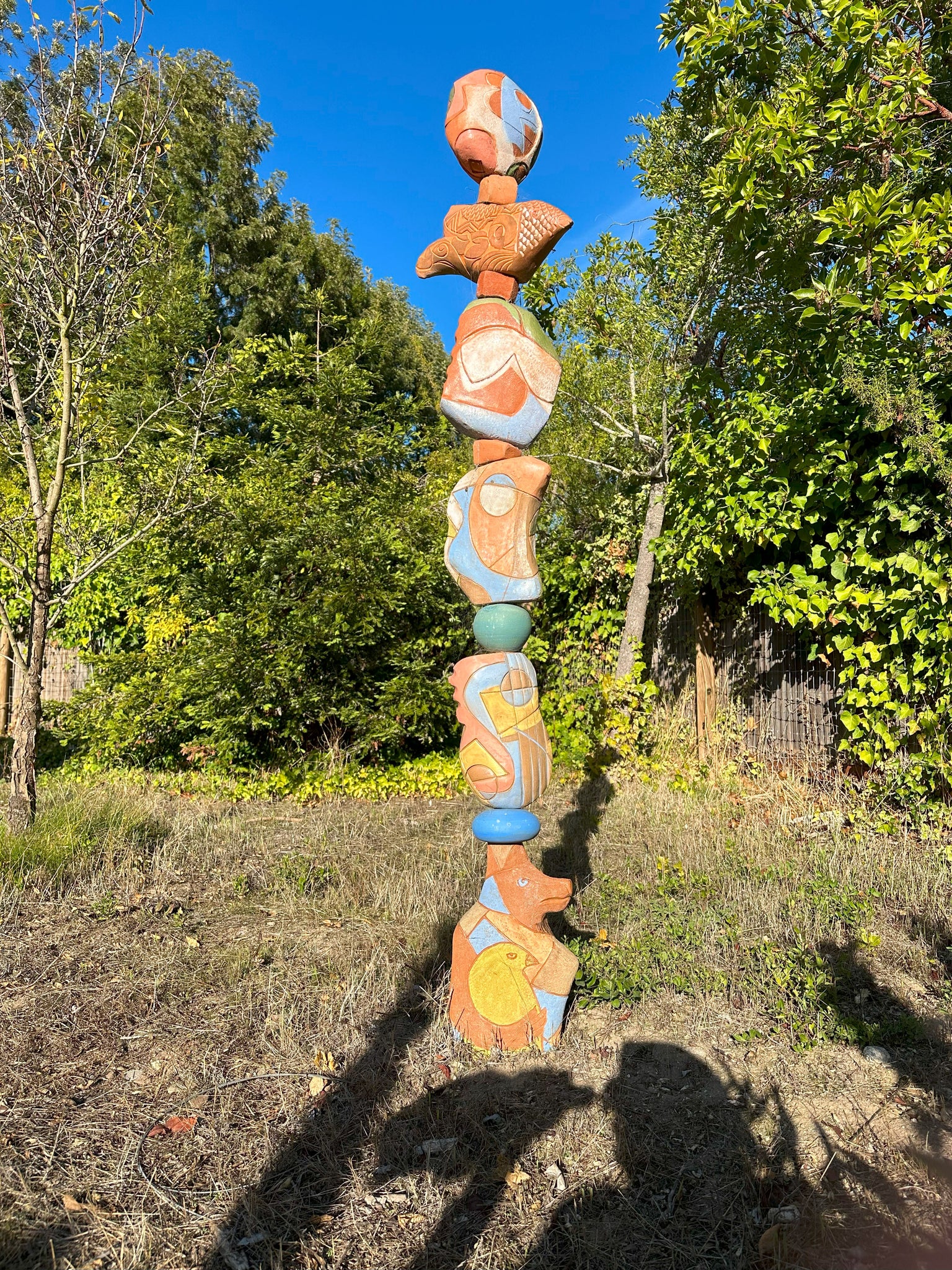 Large Blue Totem, Original Sculpture Queen Baeleit Art