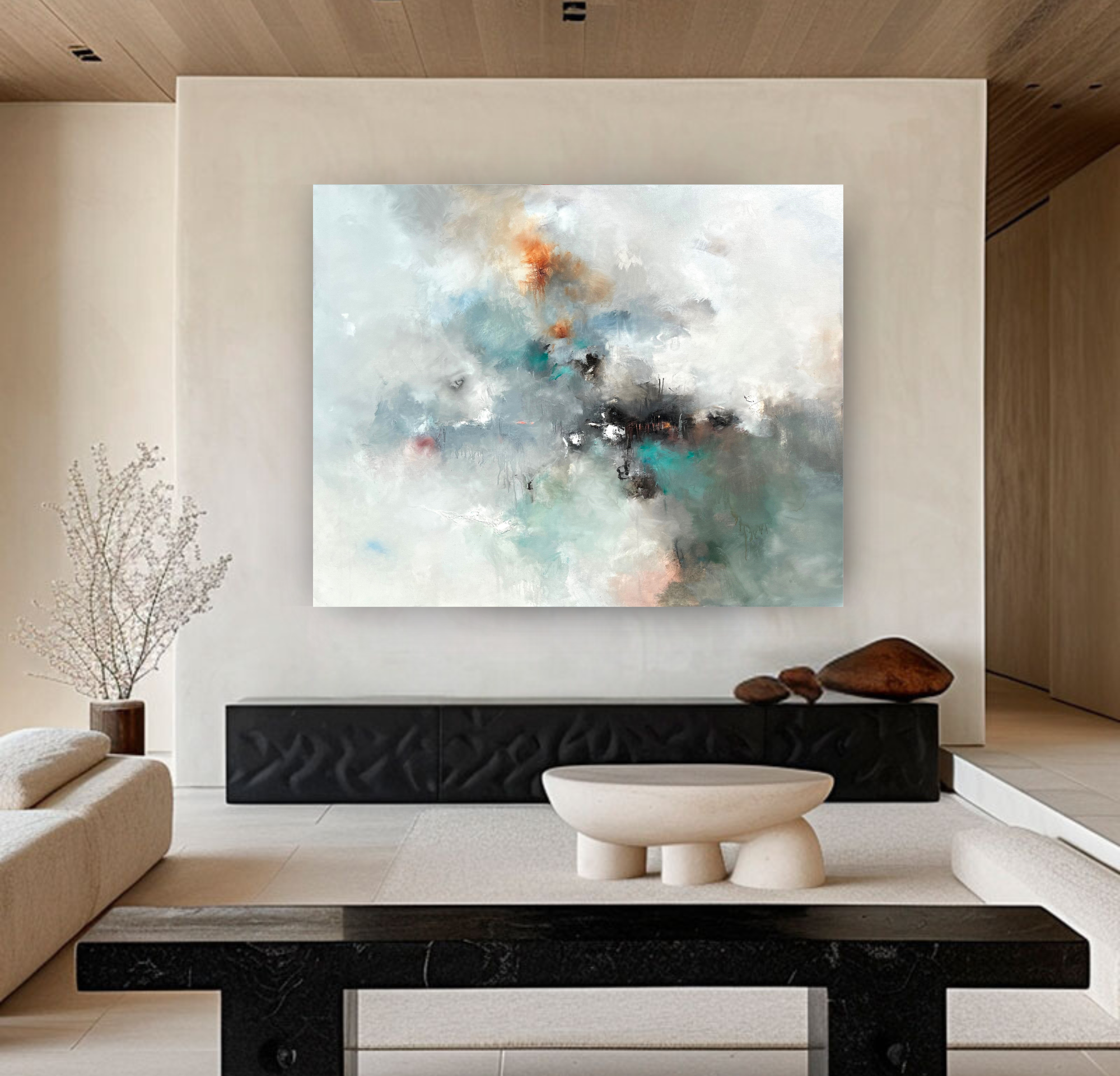 Opal & Onyx, Original Abstract on Canvas Queen Baeleit Art