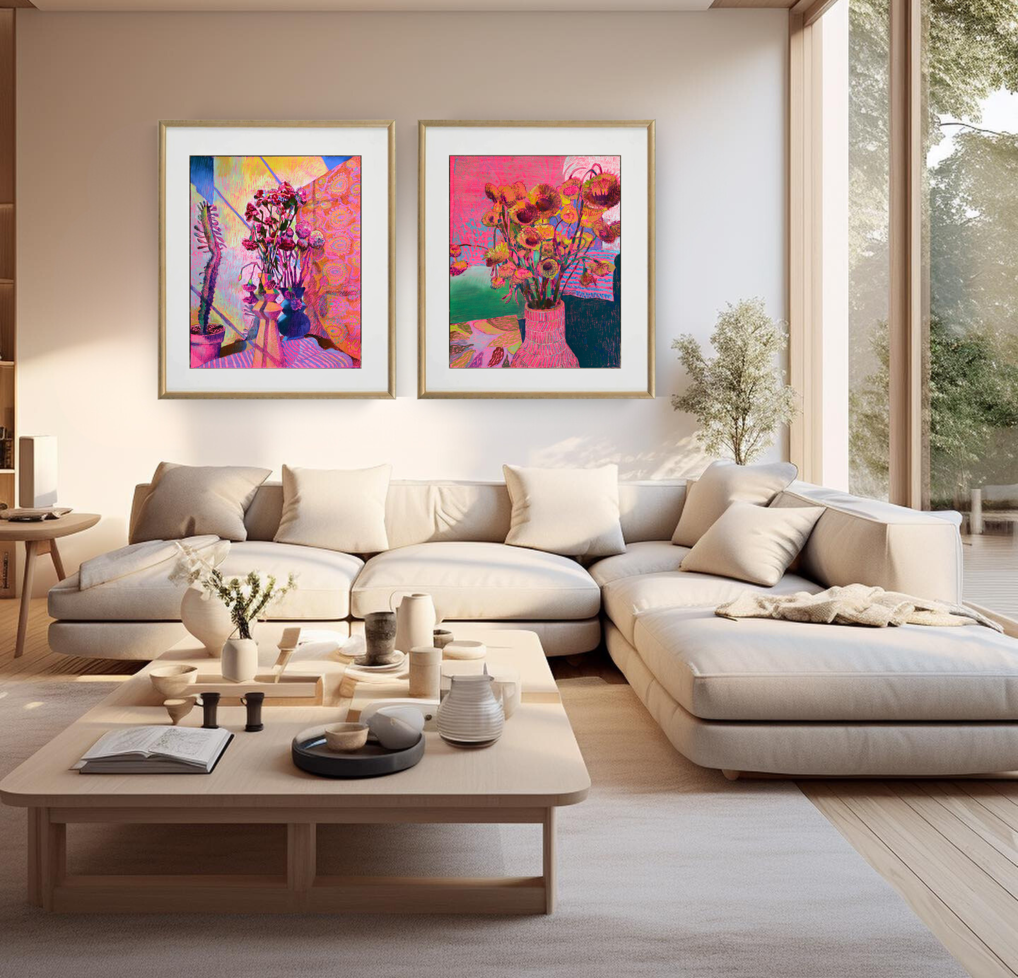 Pink Perfection, Original Still Lifes on Paper Queen Baeleit Art