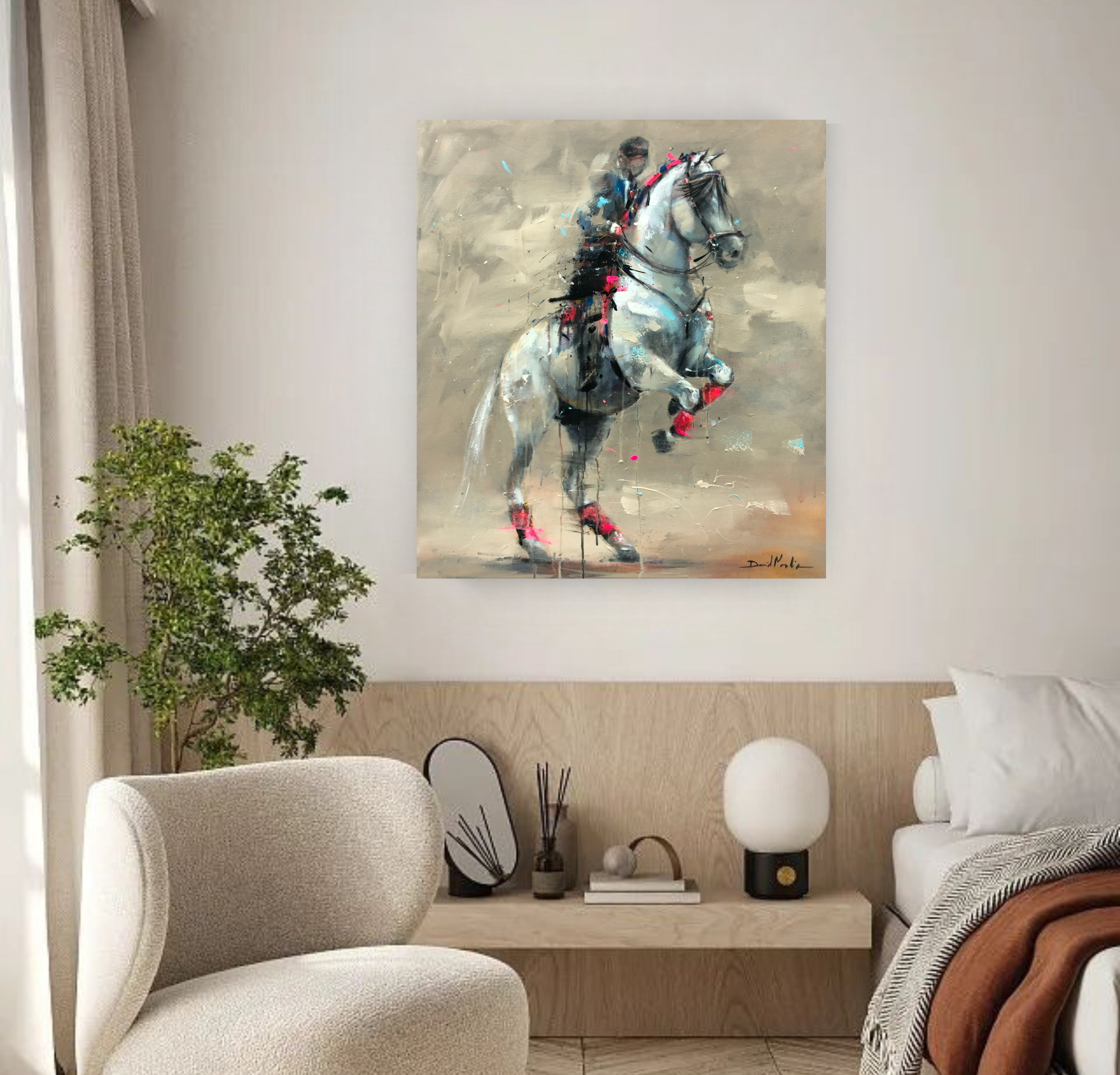 Poderoso, Horse Portrait on Canvas Queen Baeleit Art