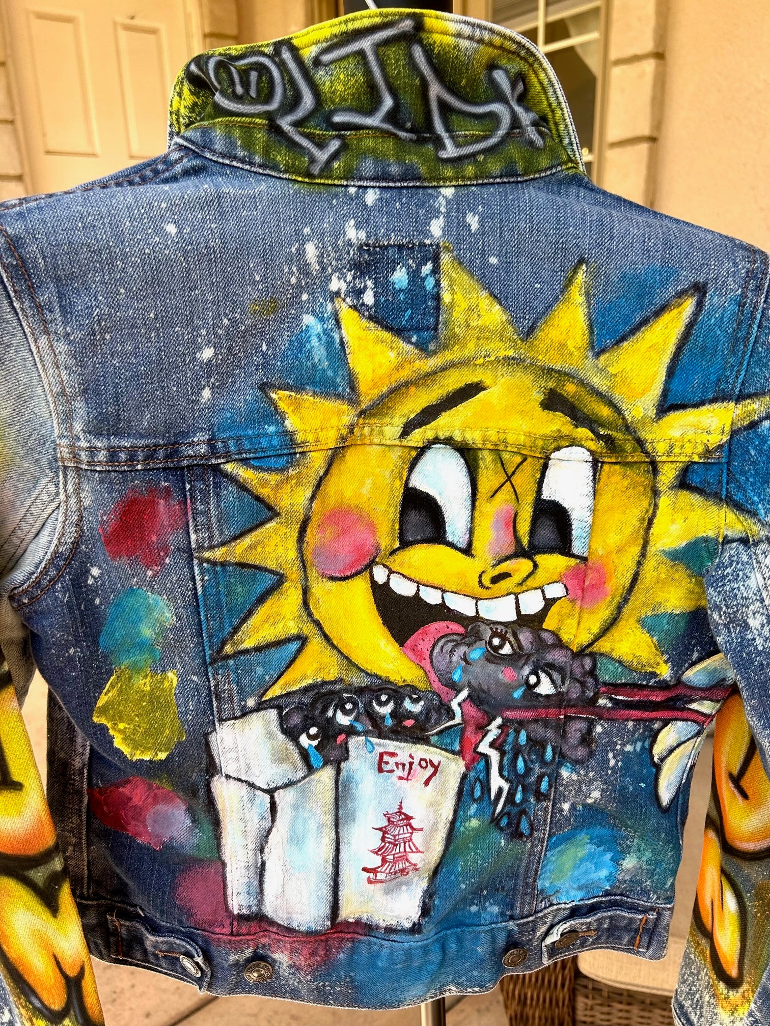 Sun-Sun Yum Holiday, Hand Painted Children's Graffiti Jacket Queen Baeleit Art