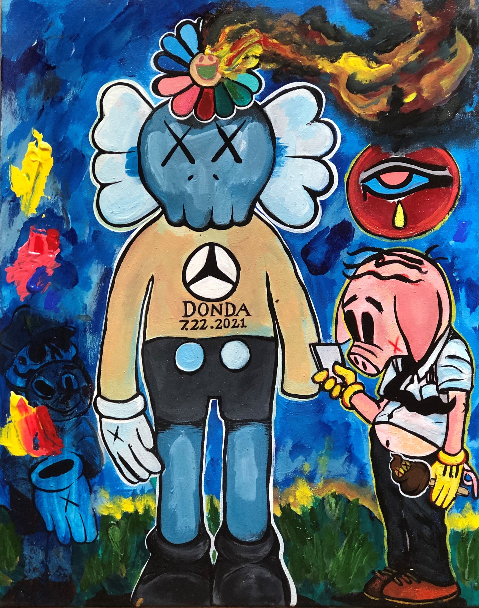SOLD Donda Shirt, Acrylic Painting on Canvas Queen Baeleit Art