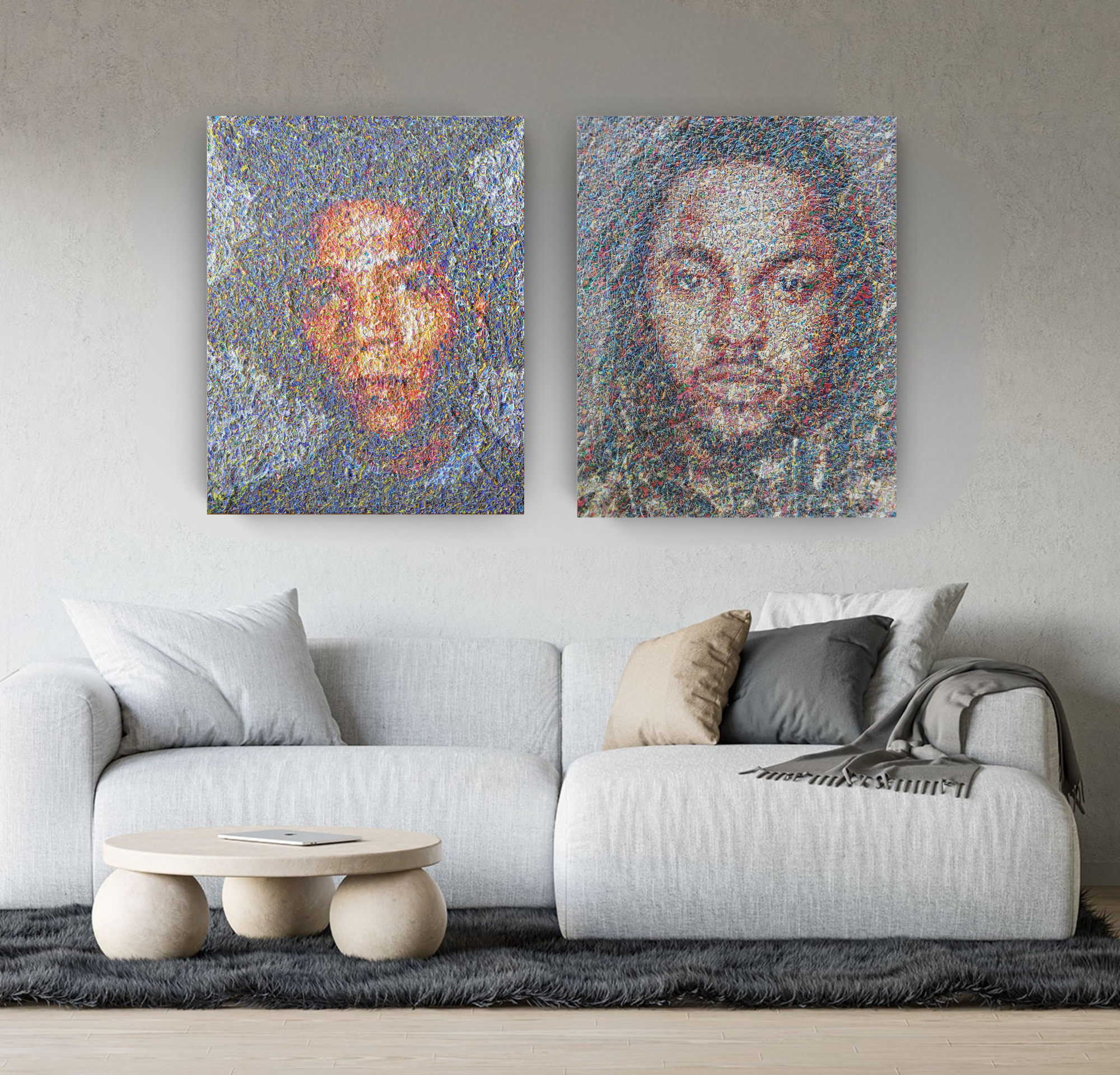 Icons, Ink and Acrylic Portraits on Canvas Queen Baeleit Art