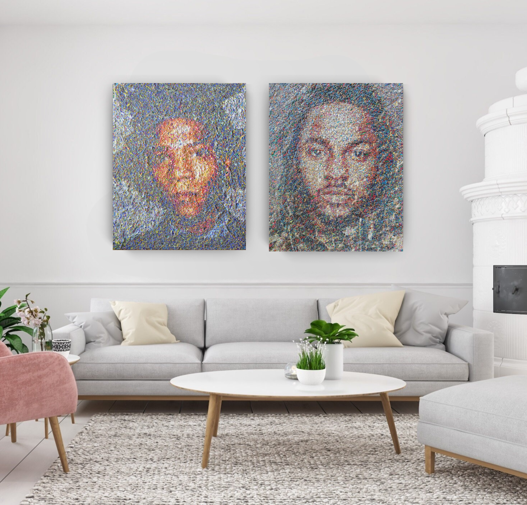 Icons, Ink and Acrylic Portraits on Canvas Queen Baeleit Art