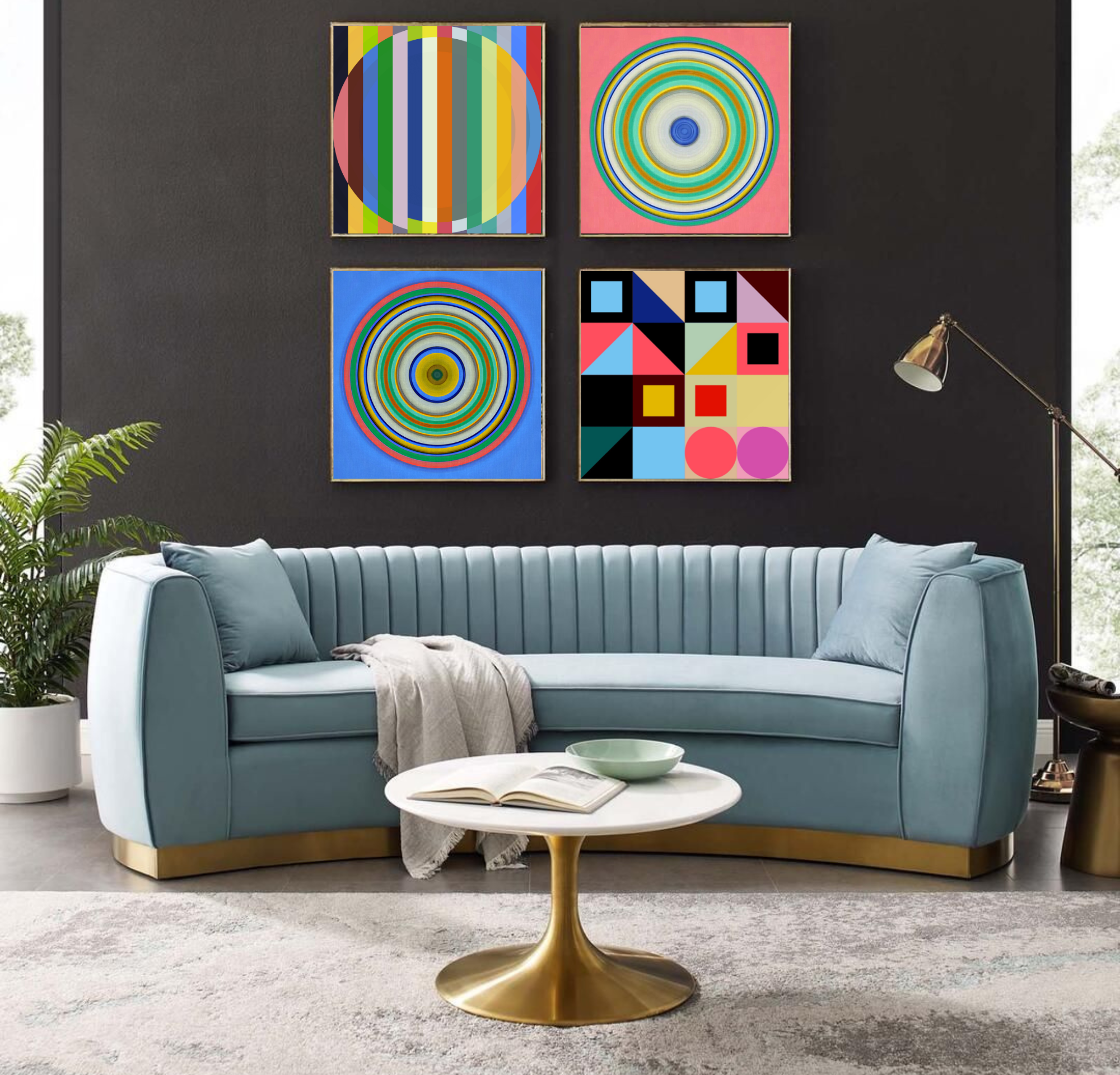 Geometric Gallery Wall, Acrylic Limited Editions Queen Baeleit Art