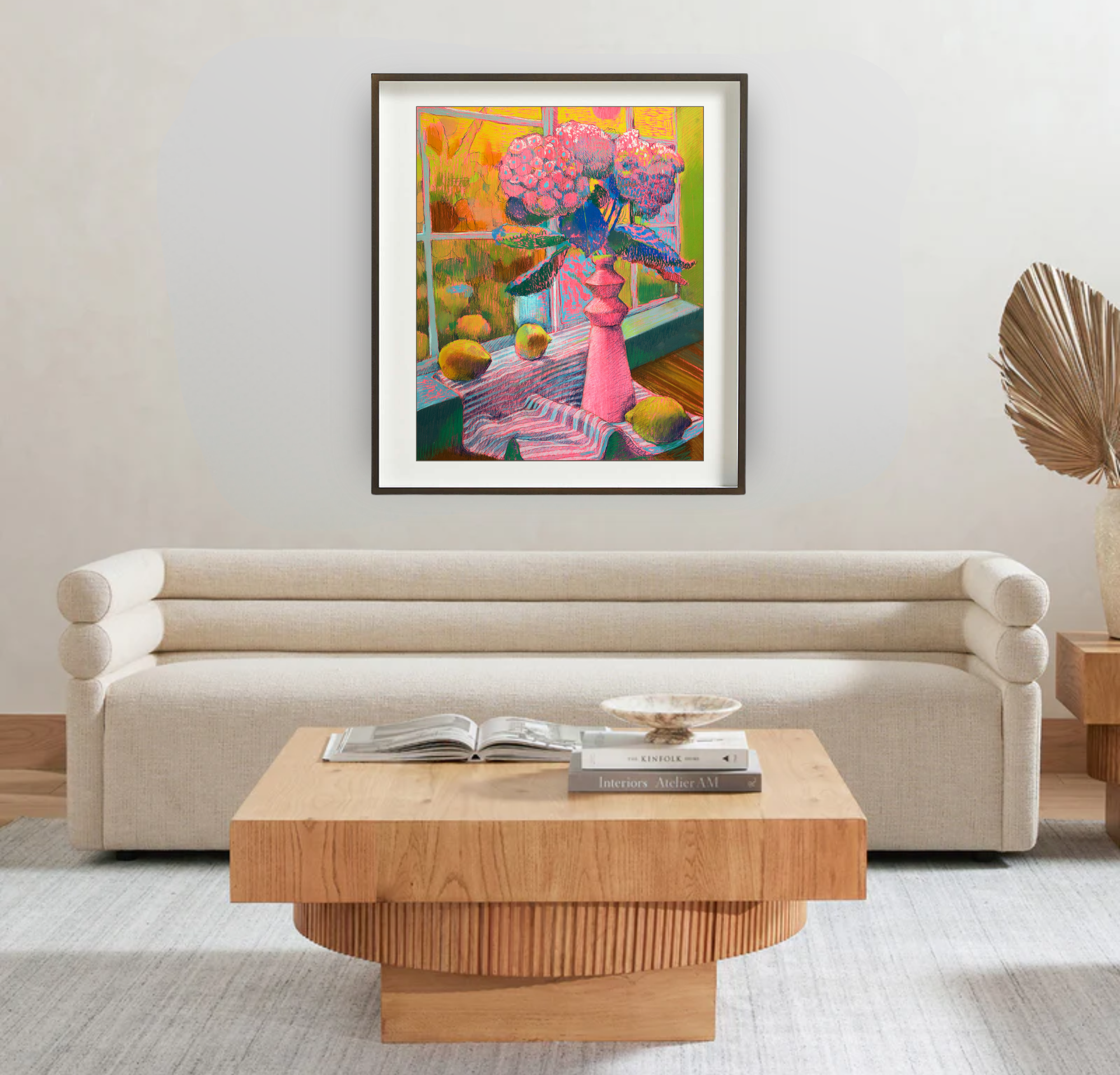 Pink Hydrangeas, Original Still Life on Paper Queen Baeleit Art