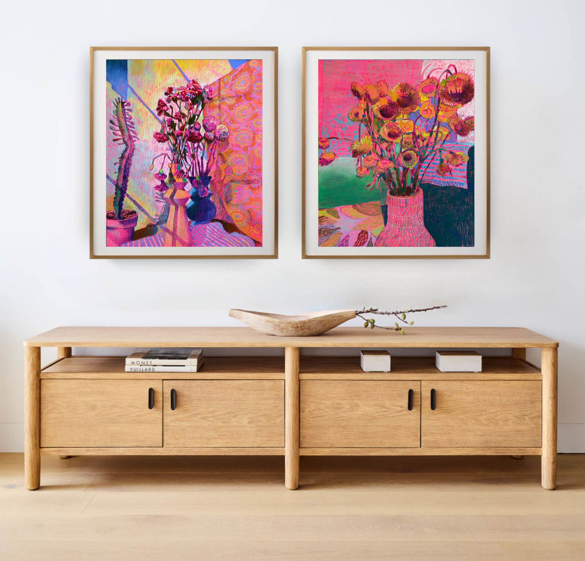 Pink Perfection, Original Still Lifes on Paper Queen Baeleit Art