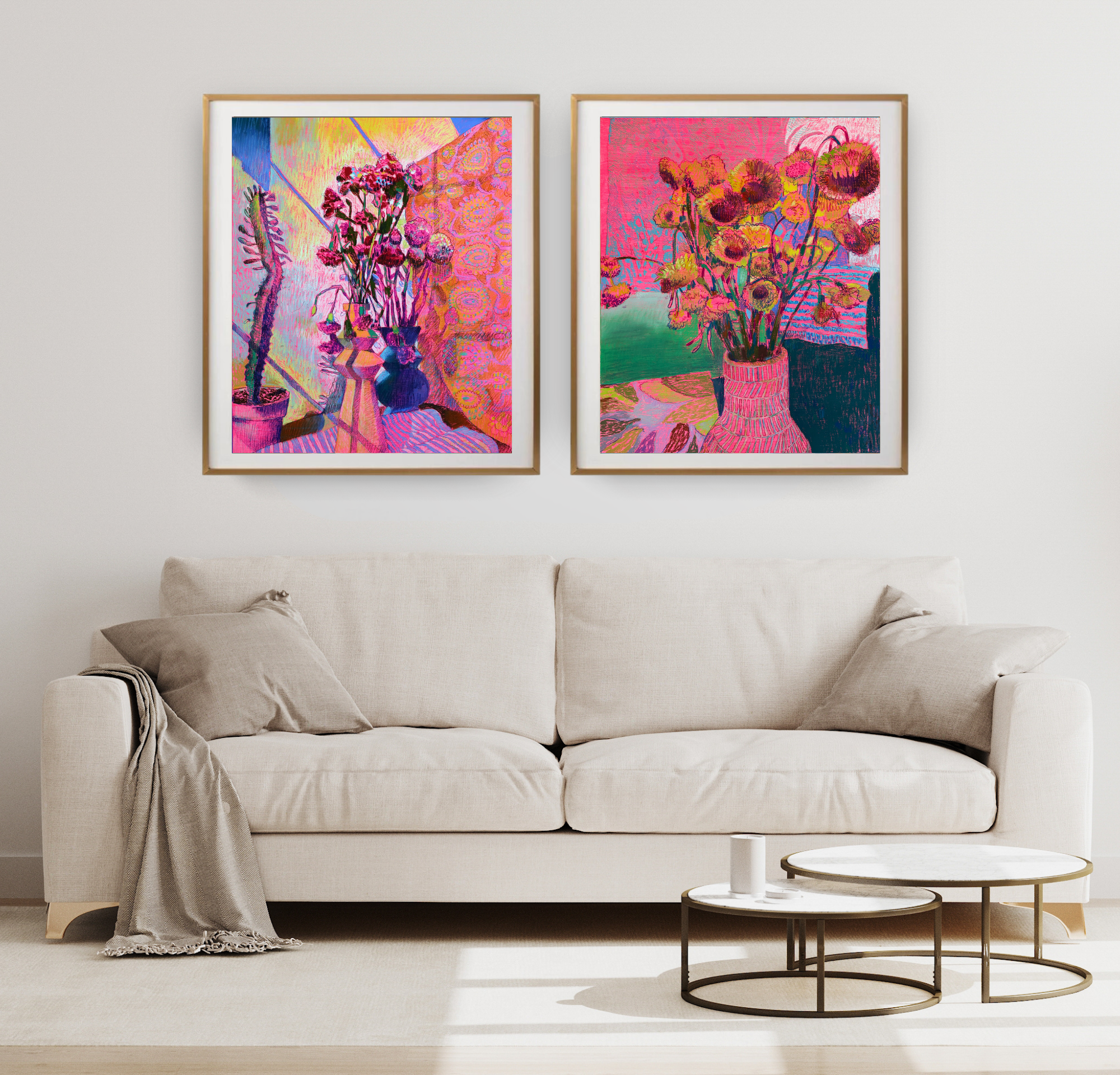 Pink Perfection, Original Still Lifes on Paper Queen Baeleit Art