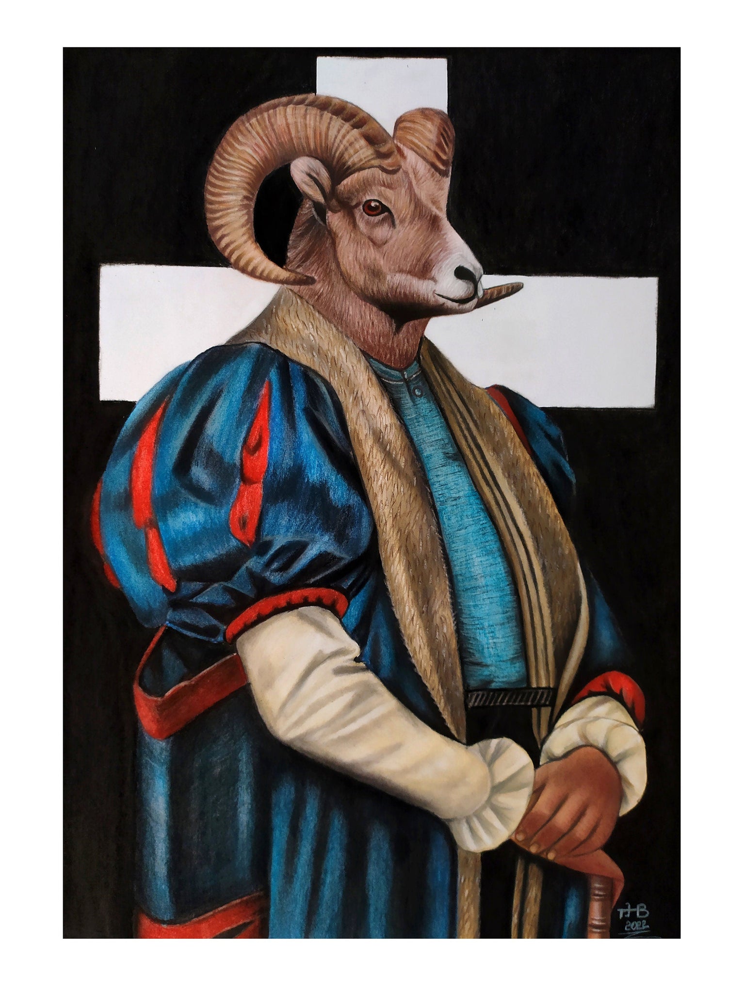 Focus, Animal Portrait on Paper Queen Baeleit Art