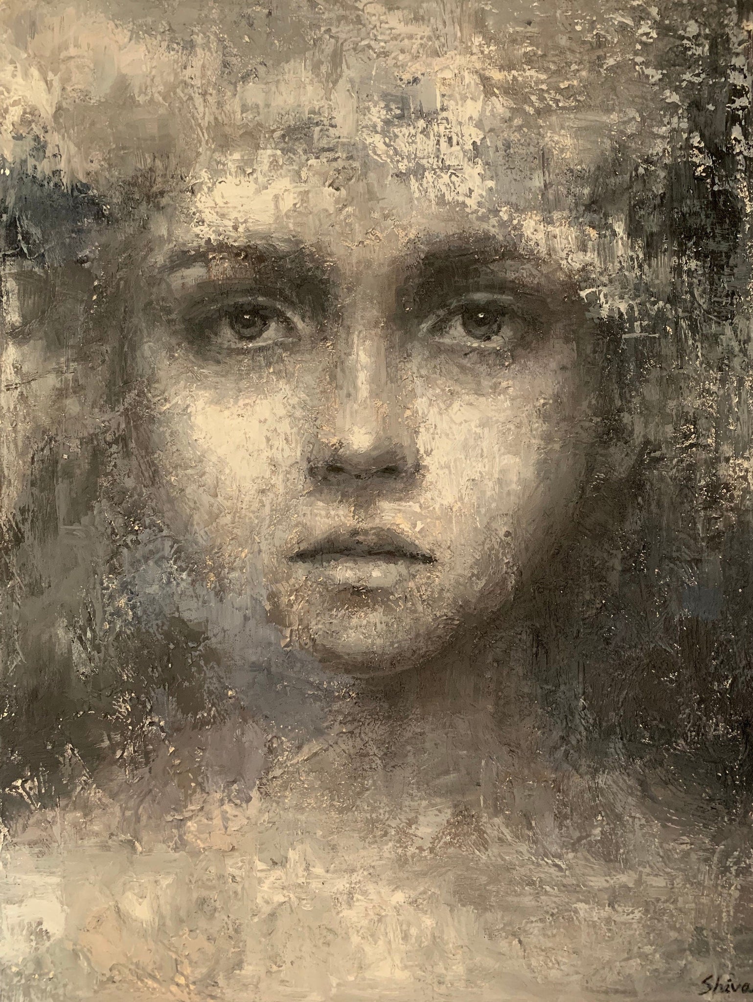 In the Mirror, Portrait of Woman on Canvas Board Queen Baeleit Art
